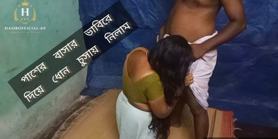 Youthful Desi Bhabi gets a steaming neighbor blowjob job & sates herself with a