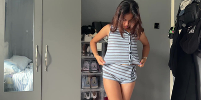 Emma P, the 18-year-old teen, shows off her hairy pussy while changing rags